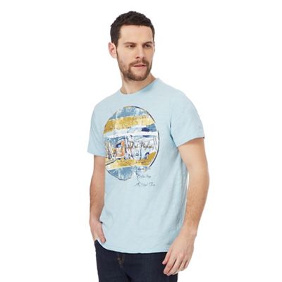 Big and tall light blue 'road trip' print t-shirt